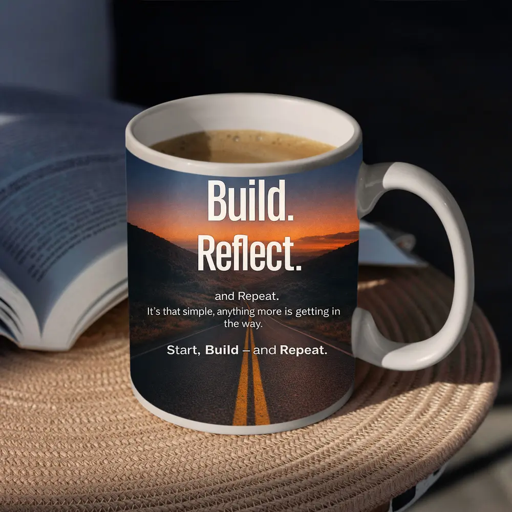 Start Build Reflect Goals Motivational Road Print – Mugs