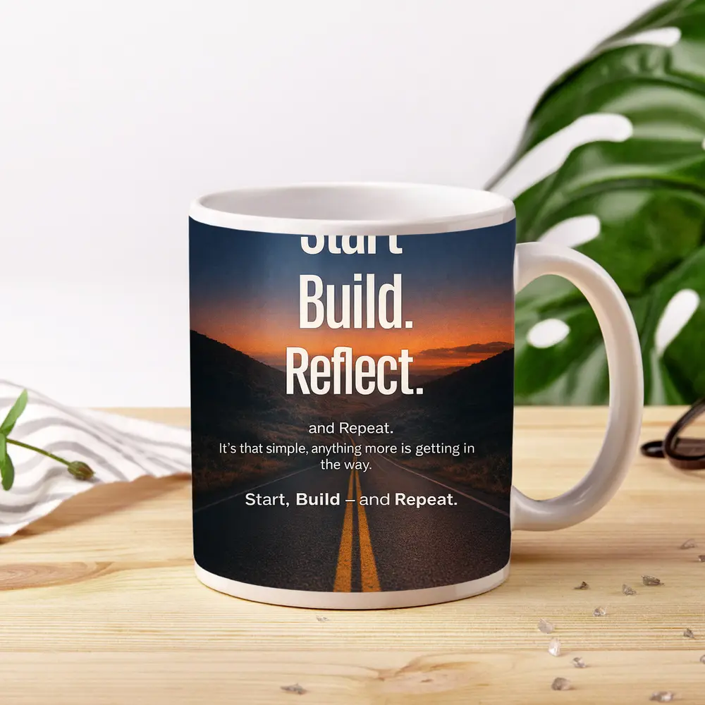 Start Build Reflect Goals Motivational Road Print – Mugs