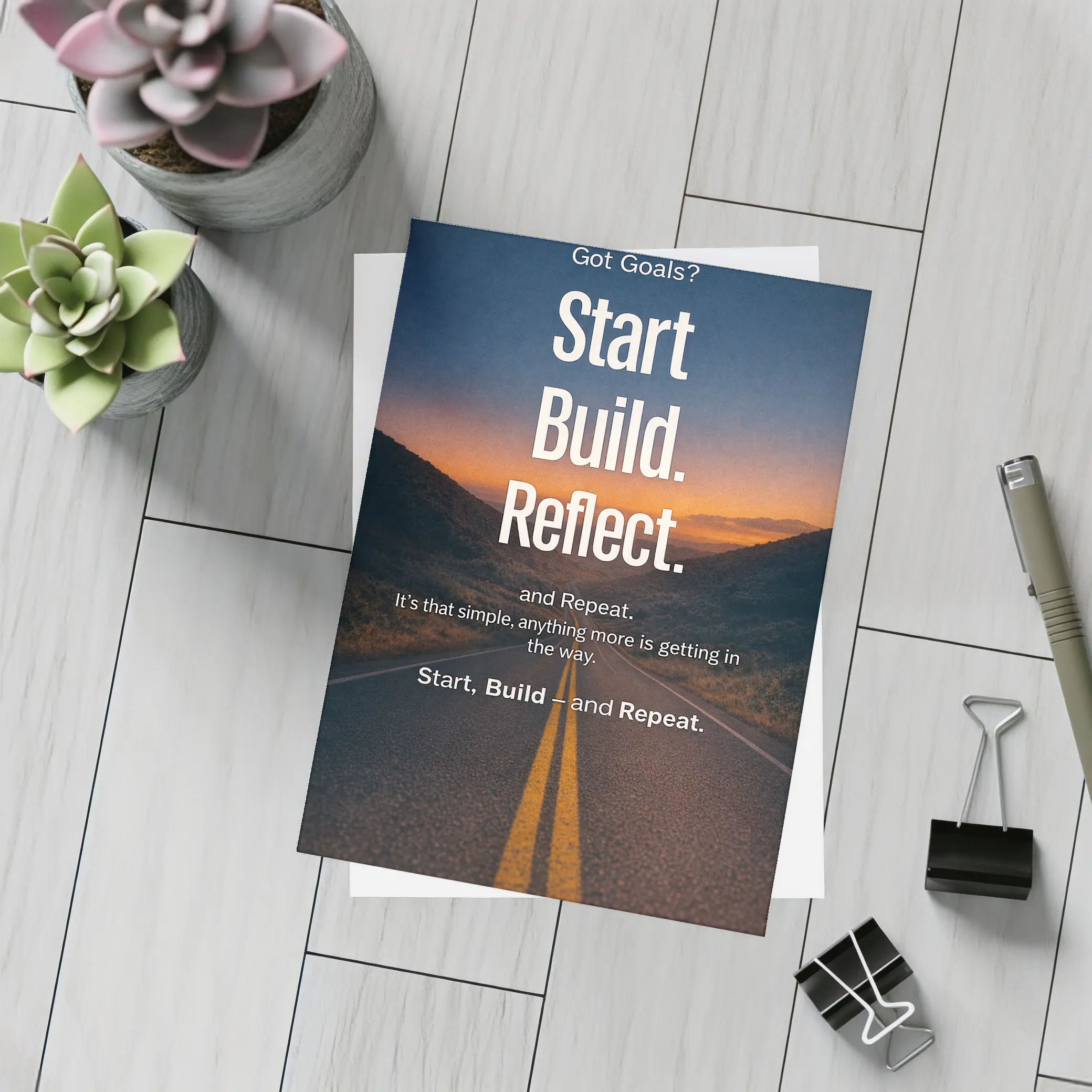 Start Build Reflect Goals Motivational Road Print – Postcards