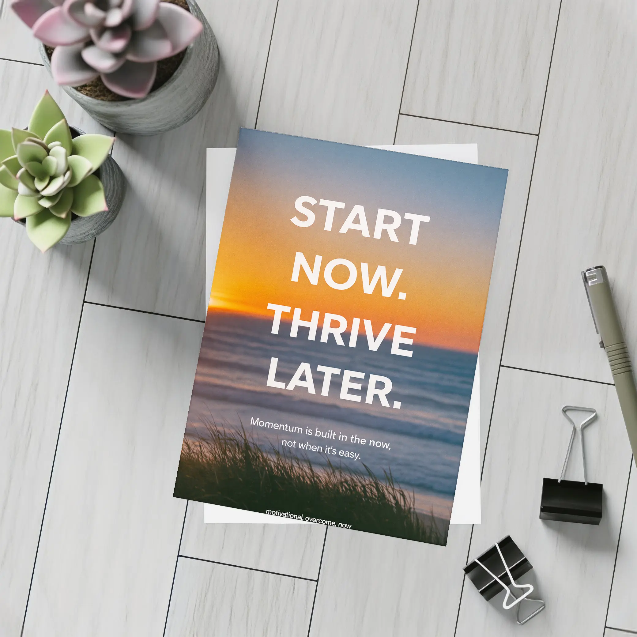 Start Now Thrive Later Sunset Motivation – Postcards