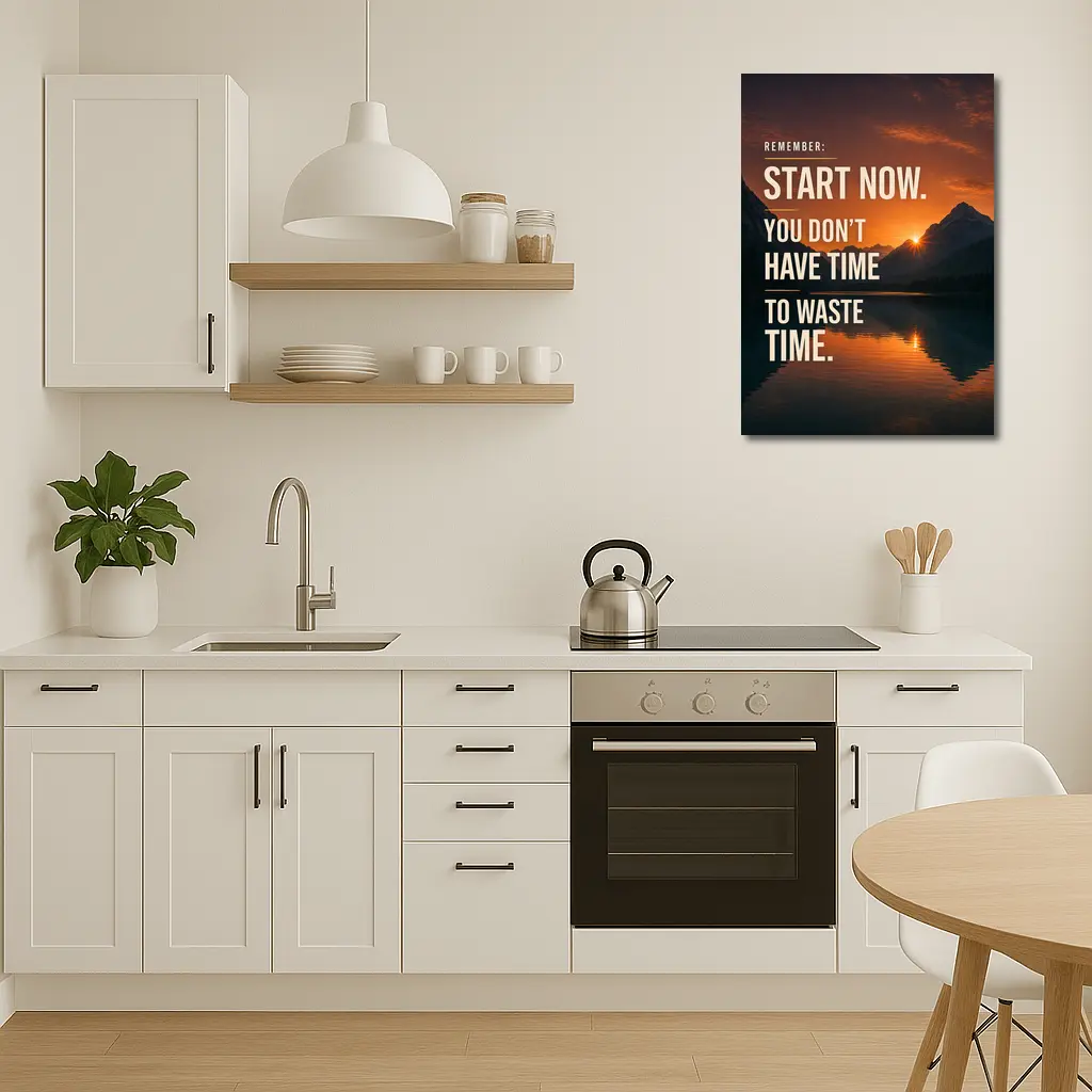 Start Now Motivational Quote Mountain Sunset – Wall Art