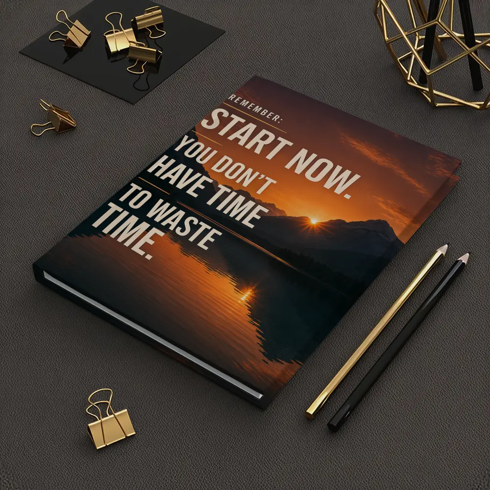 Start Now Motivational Quote Mountain Sunset – Notebooks