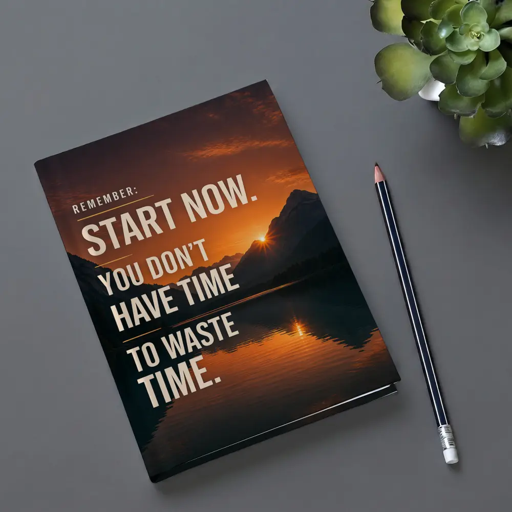 Start Now Motivational Quote Mountain Sunset – Notebooks