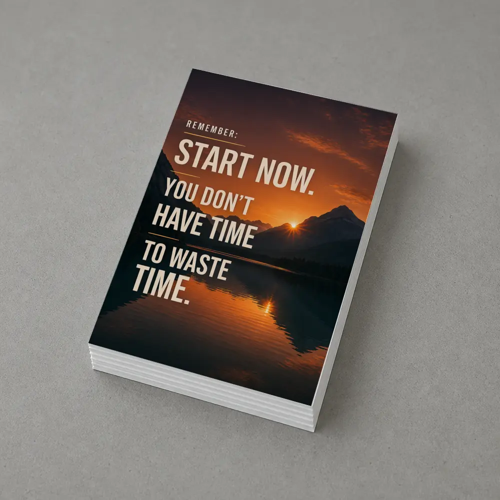 Start Now Motivational Quote Mountain Sunset – Postcards