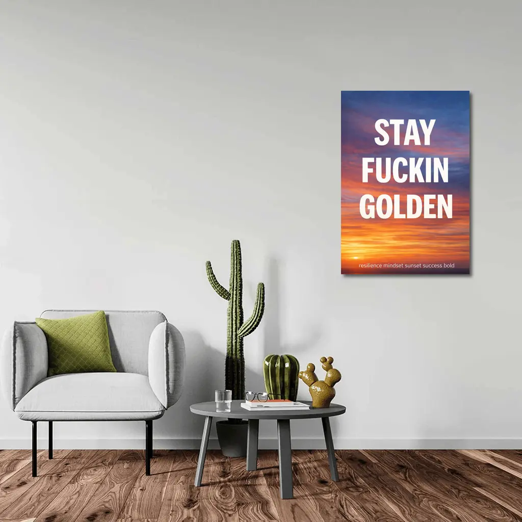 Stay Fuckin Golden Bold Sunset Quote – Wall Art