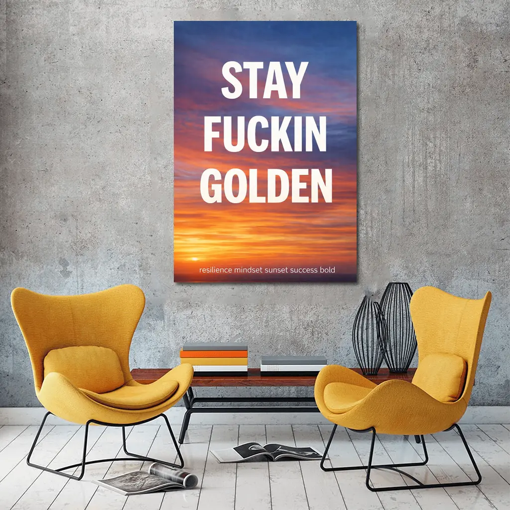 Stay Fuckin Golden Bold Sunset Quote – Wall Art