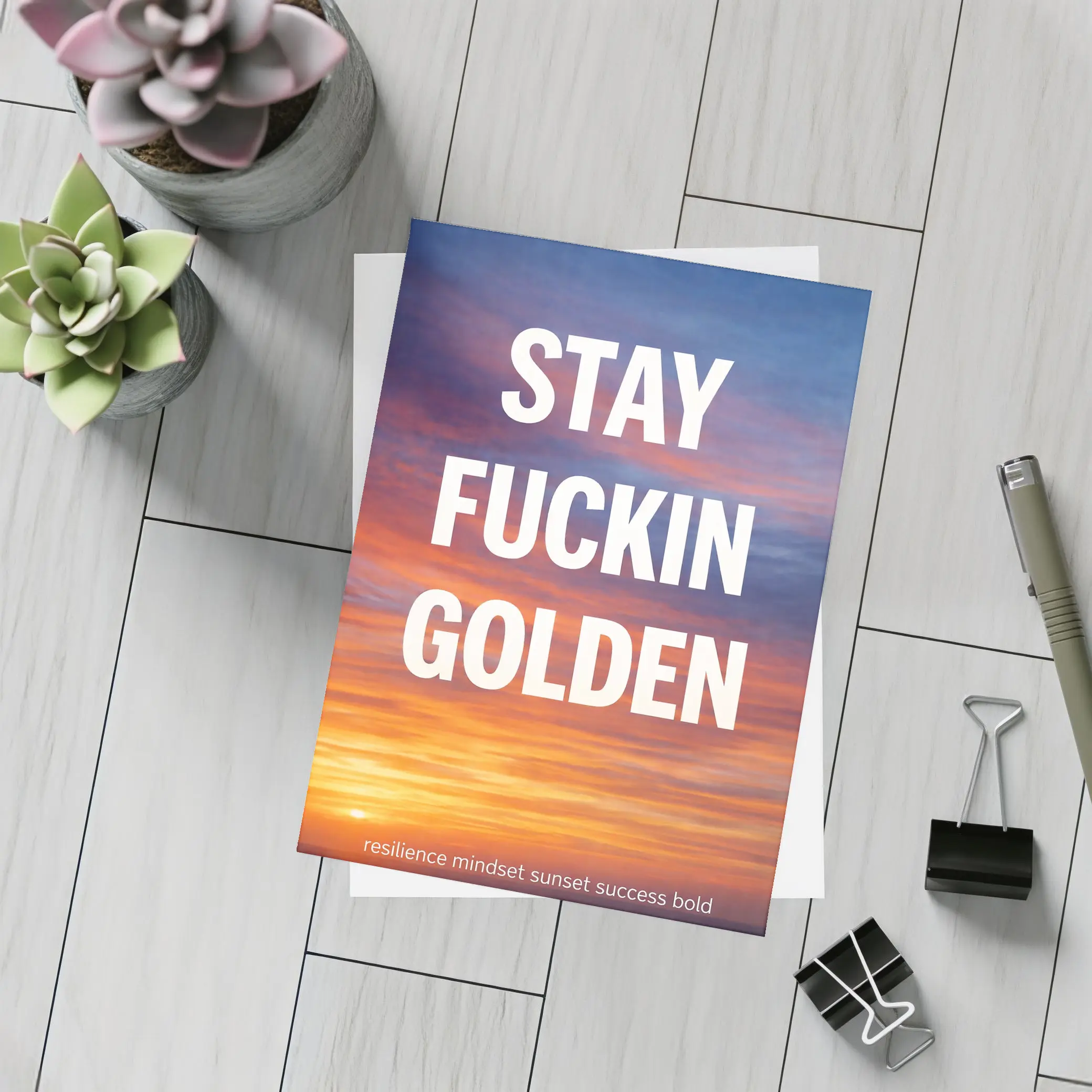 Stay Fuckin Golden Bold Sunset Quote – Postcards