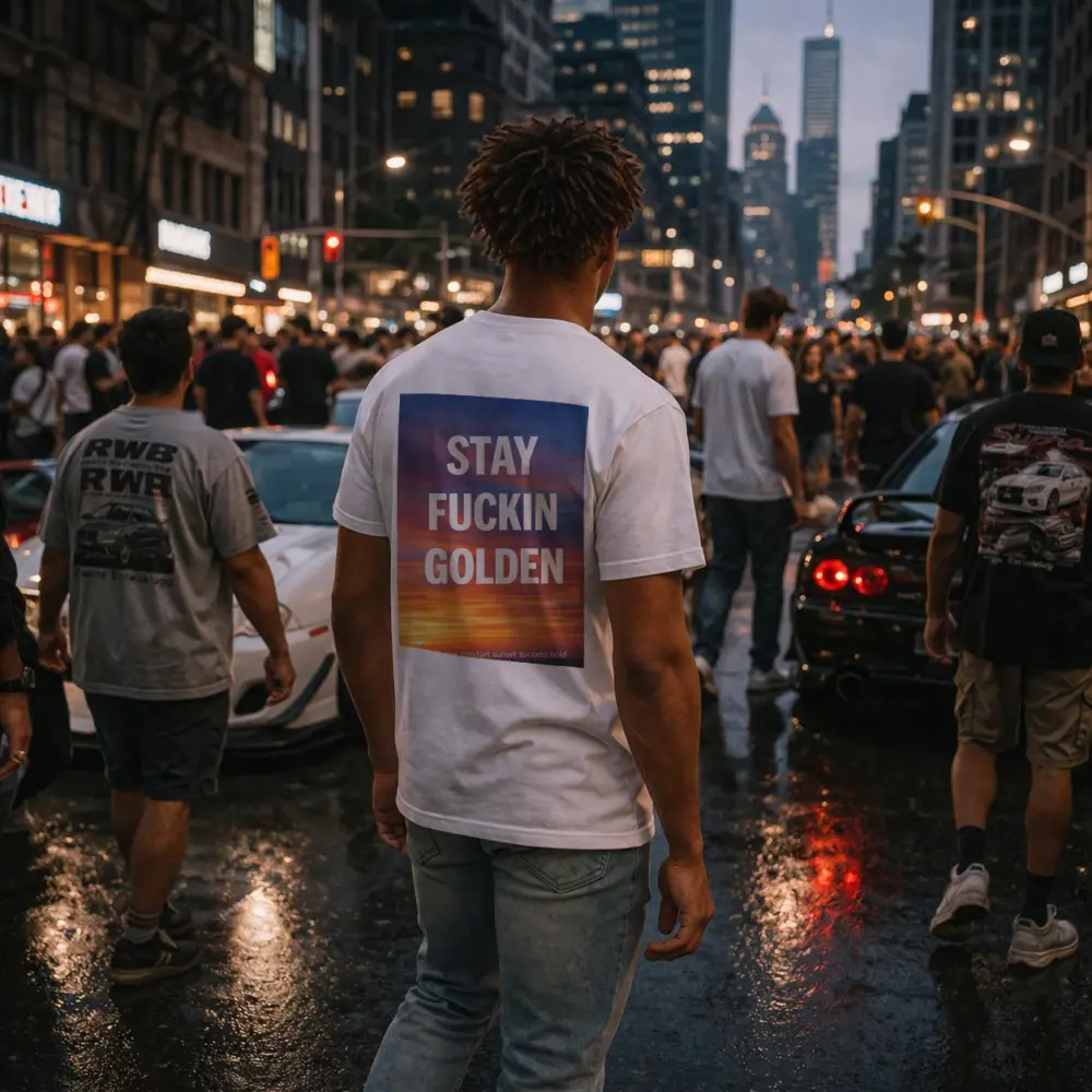 Stay Fuckin Golden Bold Sunset Quote – T-Shirts