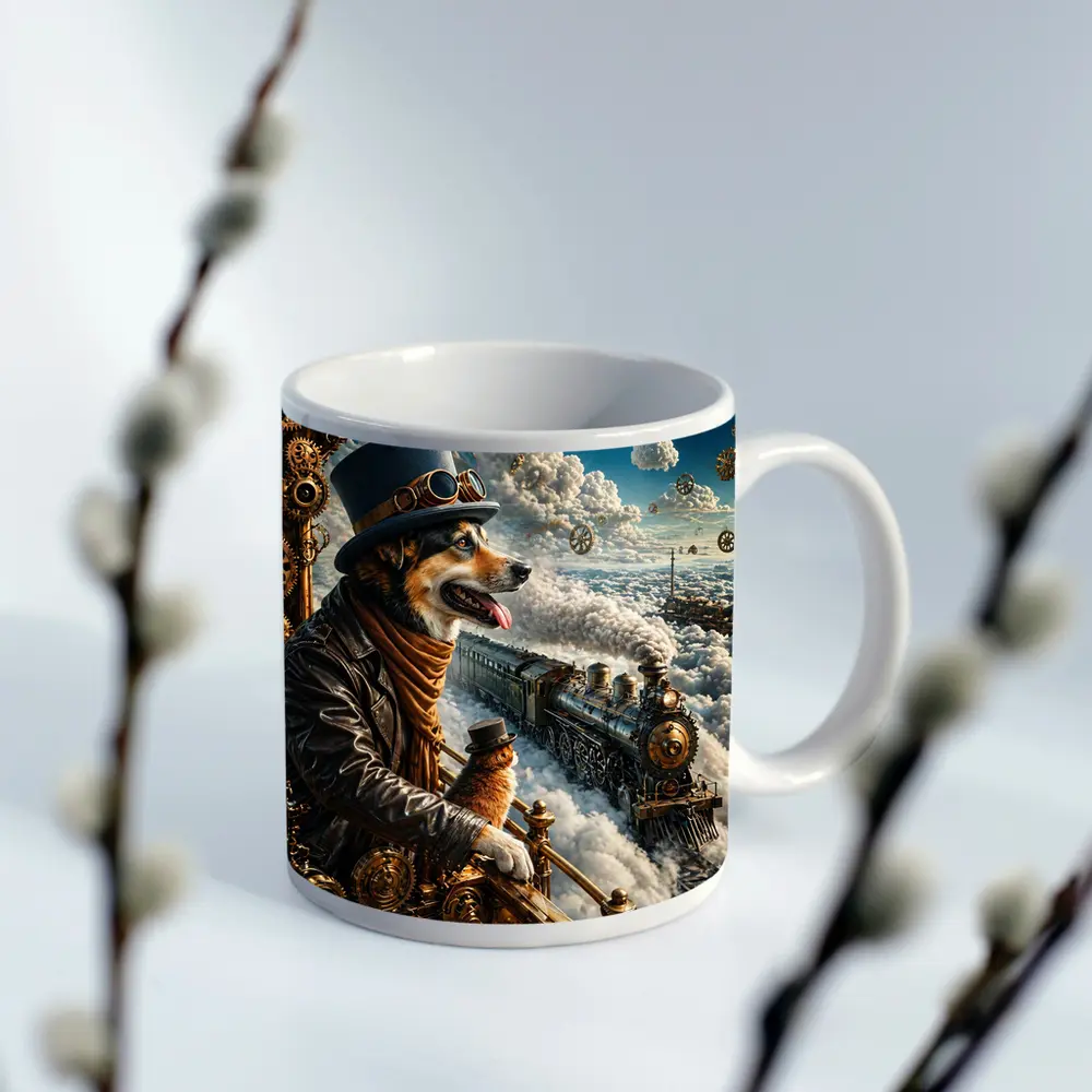 Steampunk Corgi Dog Top Hat Steam Train – Mugs