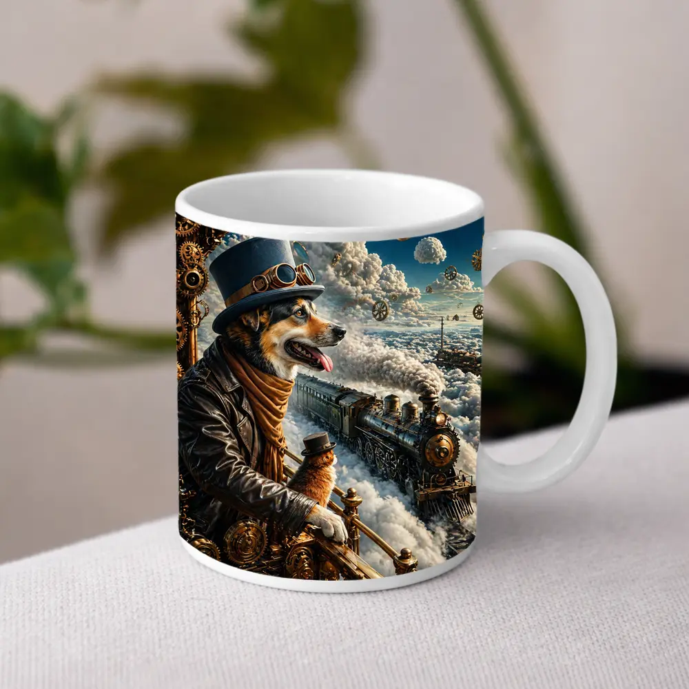 Steampunk Corgi Dog Top Hat Steam Train – Mugs