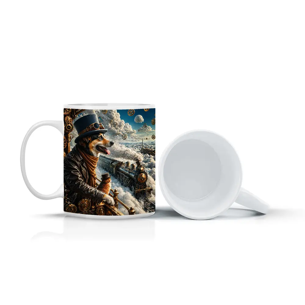 Steampunk Corgi Dog Top Hat Steam Train – Mugs