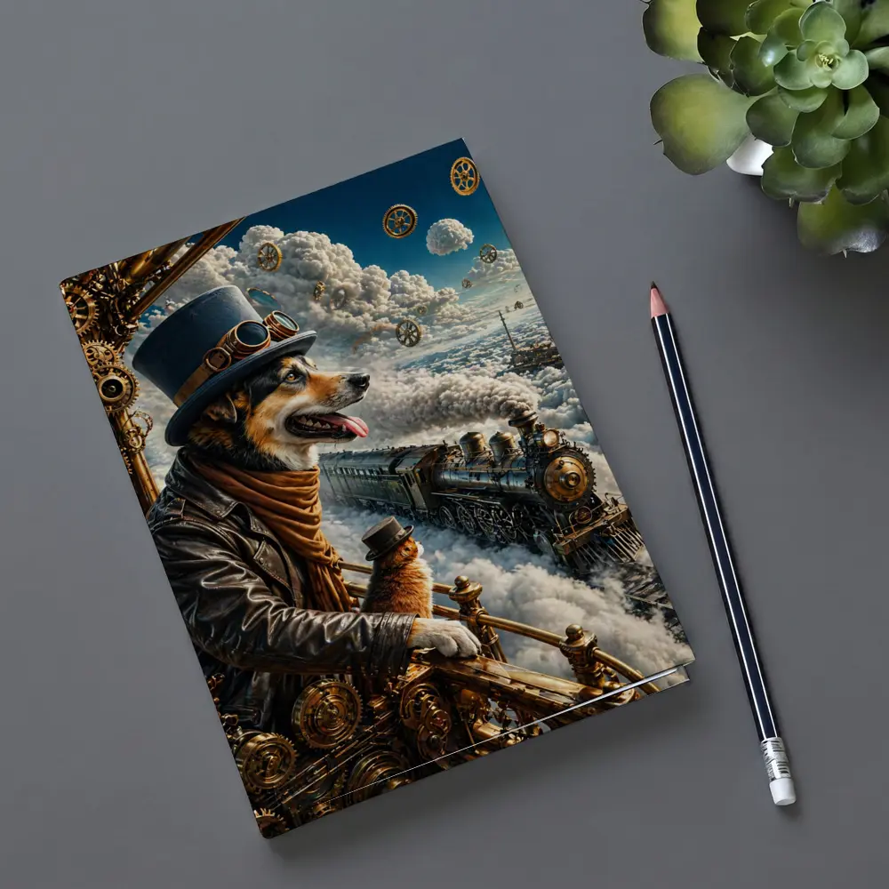 Steampunk Corgi Dog Top Hat Steam Train – Notebooks