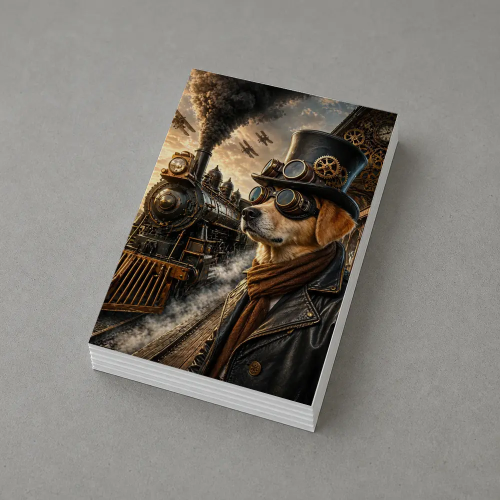 Steampunk Dog Top Hat Goggles Train Station – Postcards