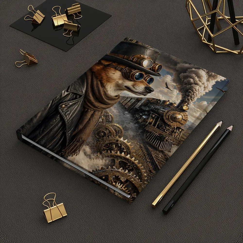 Steampunk Dog Top Hat Steam Train – Notebooks