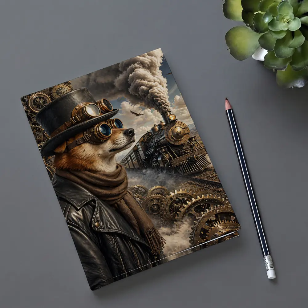 Steampunk Dog Top Hat Steam Train – Notebooks