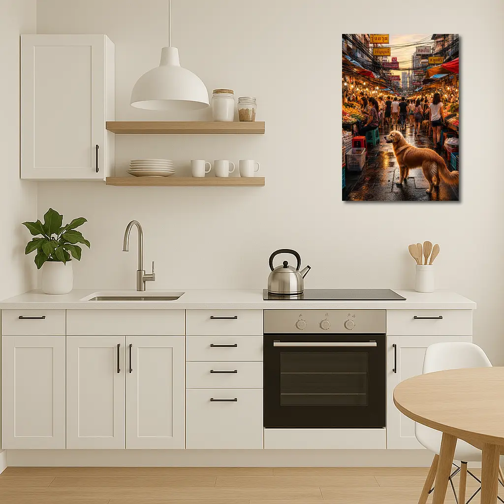 Golden Retriever Bangkok Thailand Street Market – Wall Art