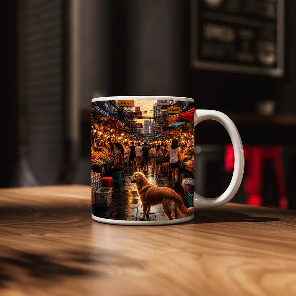 Golden Retriever Bangkok Thailand Street Market – Mugs