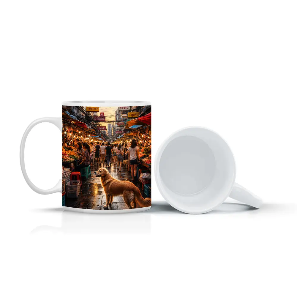 Golden Retriever Bangkok Thailand Street Market – Mugs