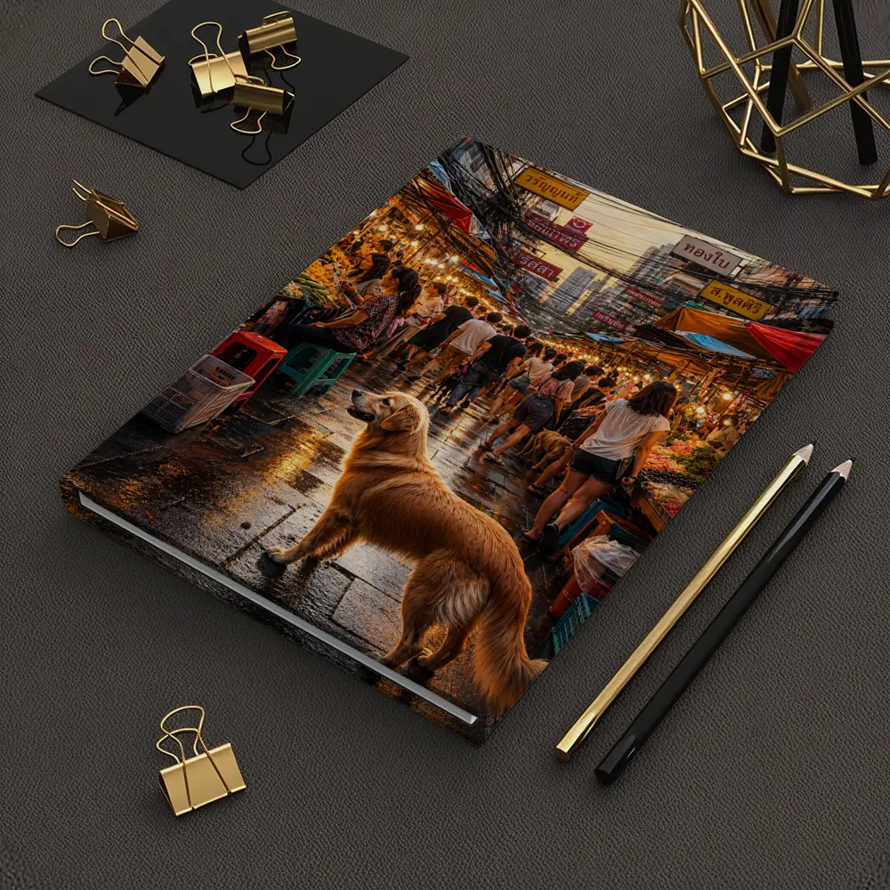 Golden Retriever Bangkok Thailand Street Market – Notebooks
