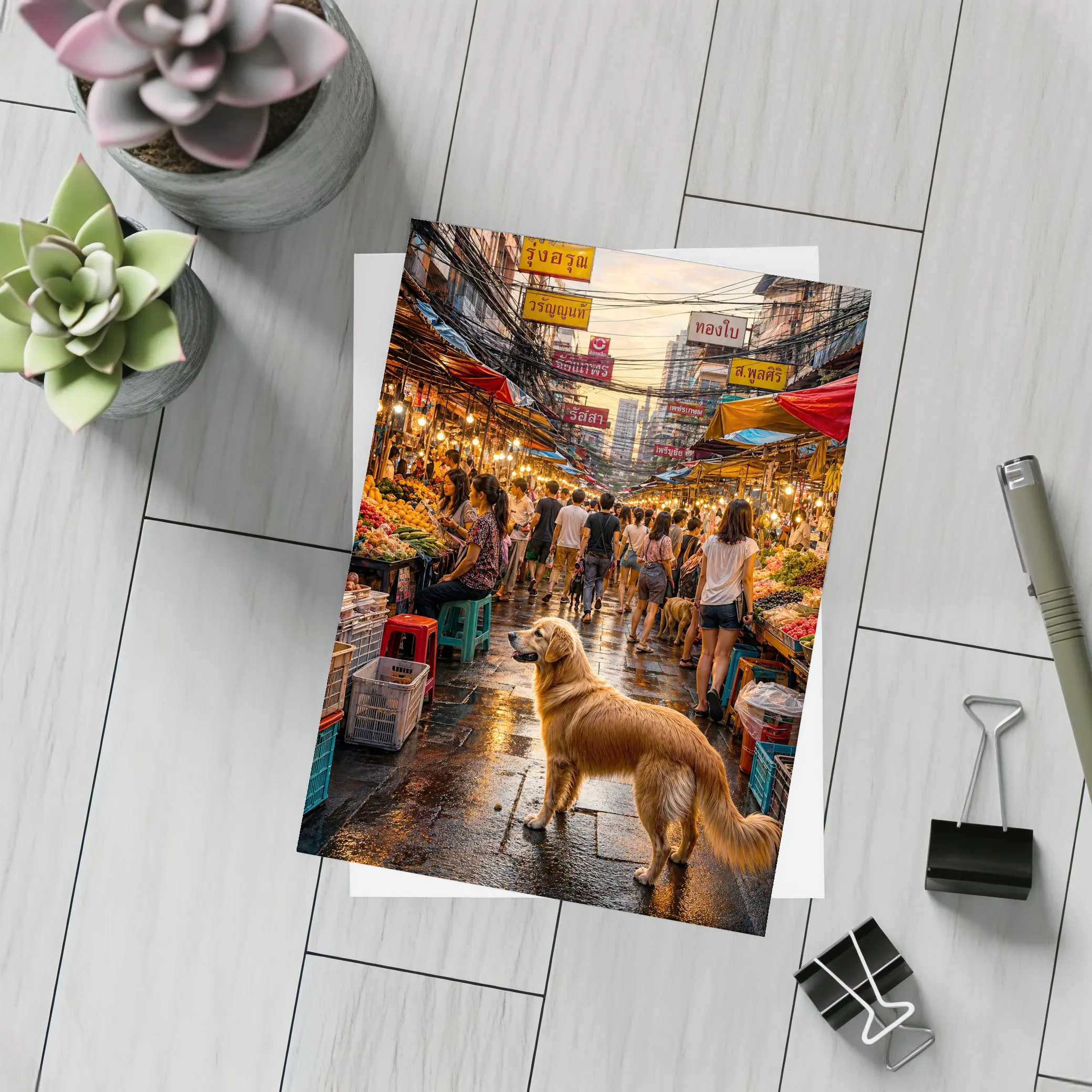 Golden Retriever Bangkok Thailand Street Market – Postcards
