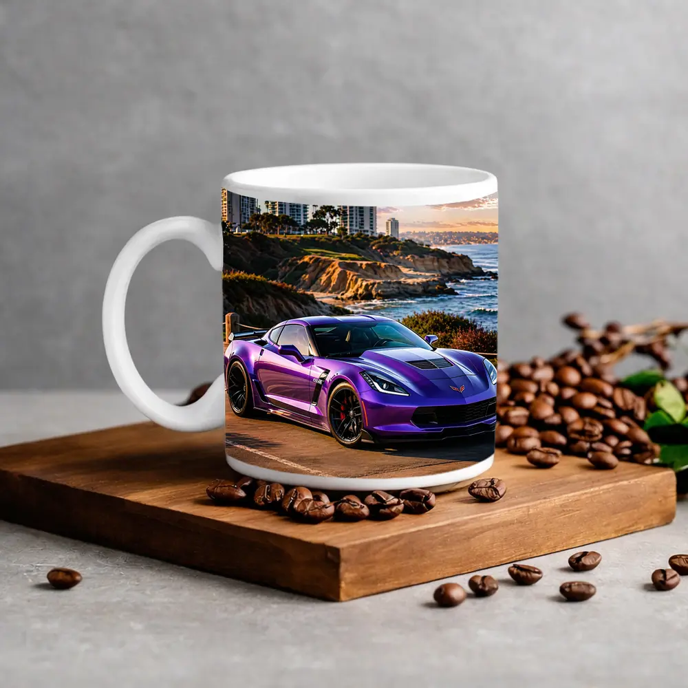 Purple Chevrolet Corvette Z06 Coastal Sunset – Mugs