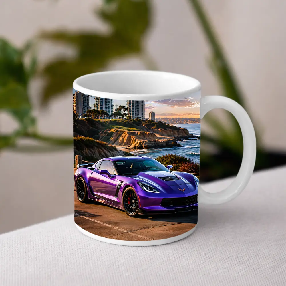 Purple Chevrolet Corvette Z06 Coastal Sunset – Mugs