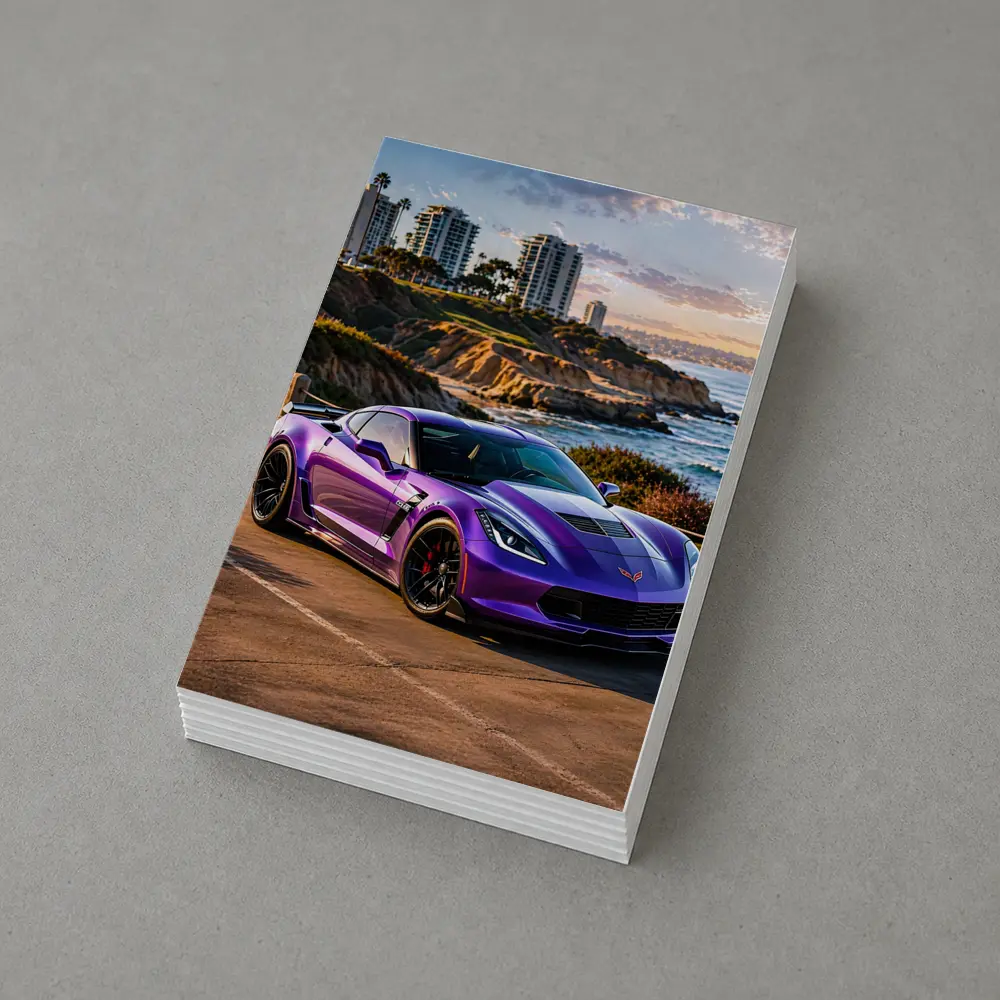 Purple Chevrolet Corvette Z06 Coastal Sunset – Postcards