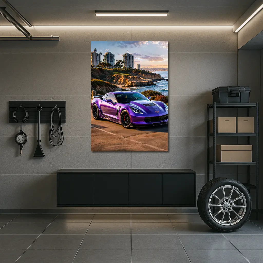 Purple Chevrolet Corvette Z06 Coastal Sunset – Wall Art