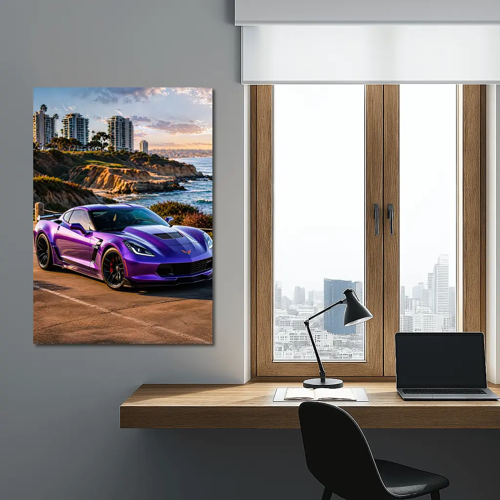 Purple Chevrolet Corvette Z06 Coastal Sunset – Wall Art