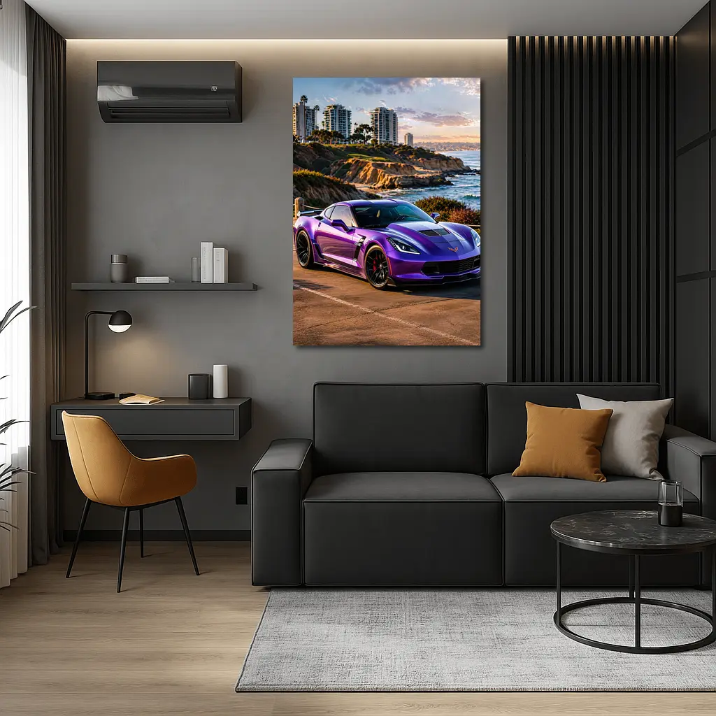Purple Chevrolet Corvette Z06 Coastal Sunset – Wall Art