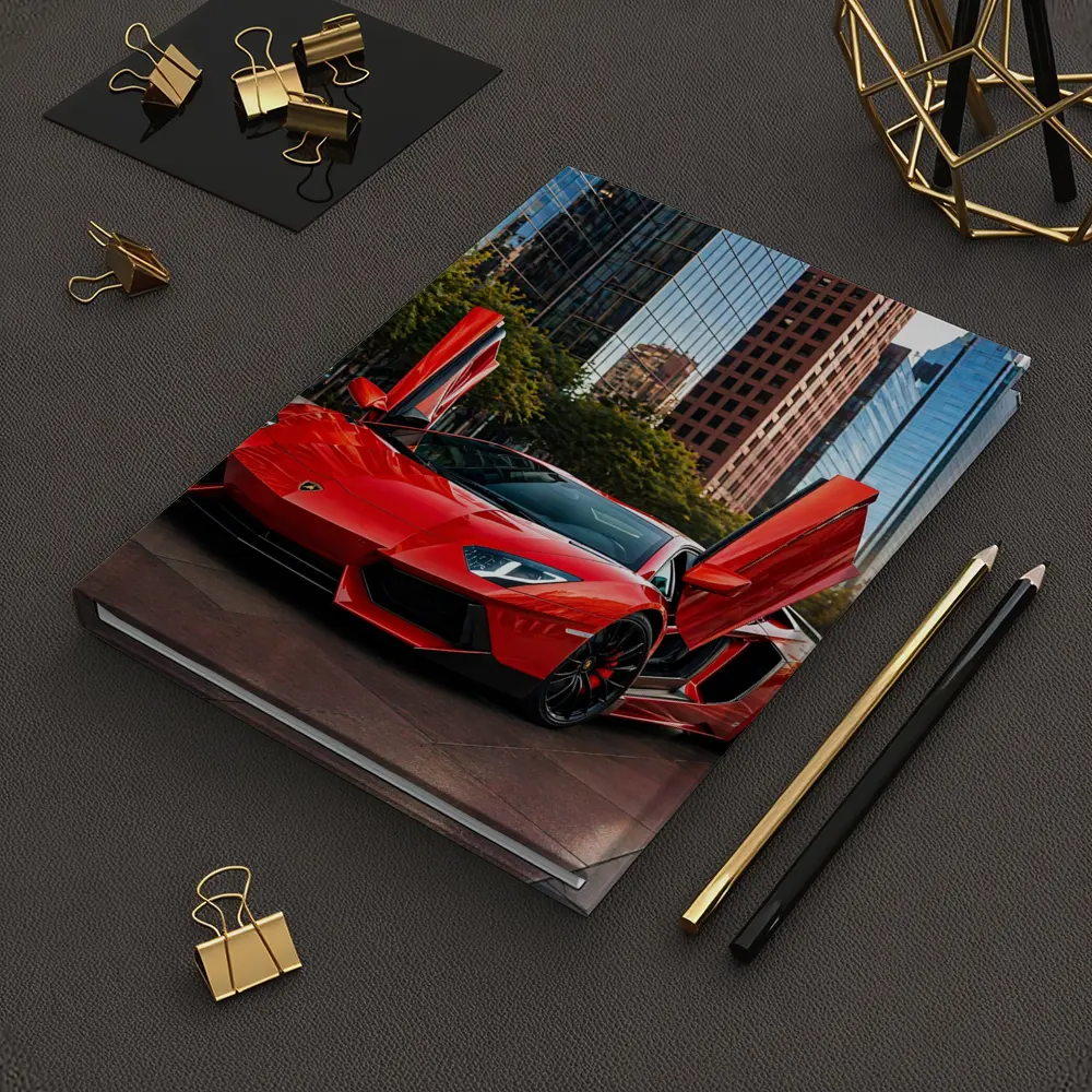 Red Lamborghini Aventador City Skyline Background – Notebooks