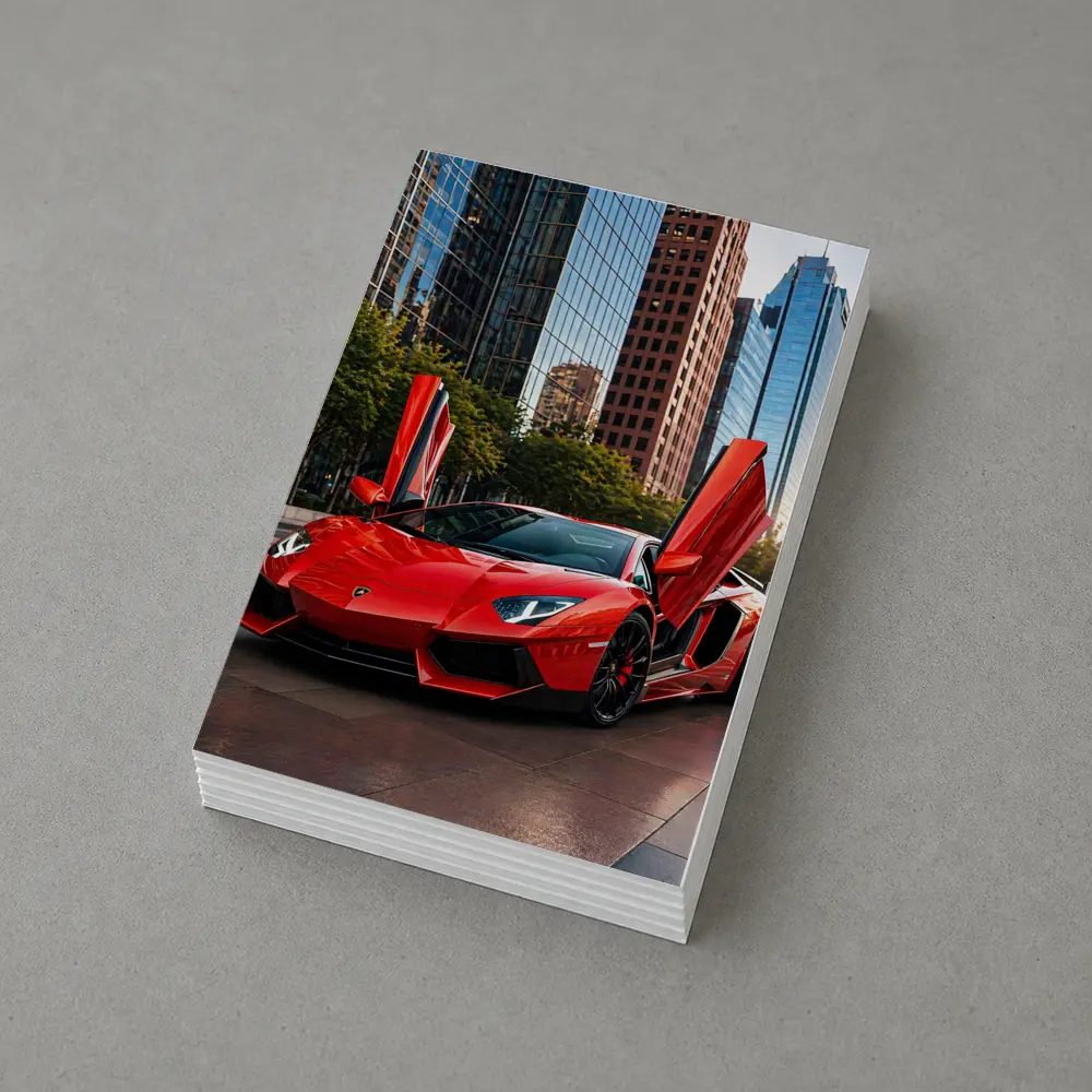 Red Lamborghini Aventador City Skyline Background – Postcards
