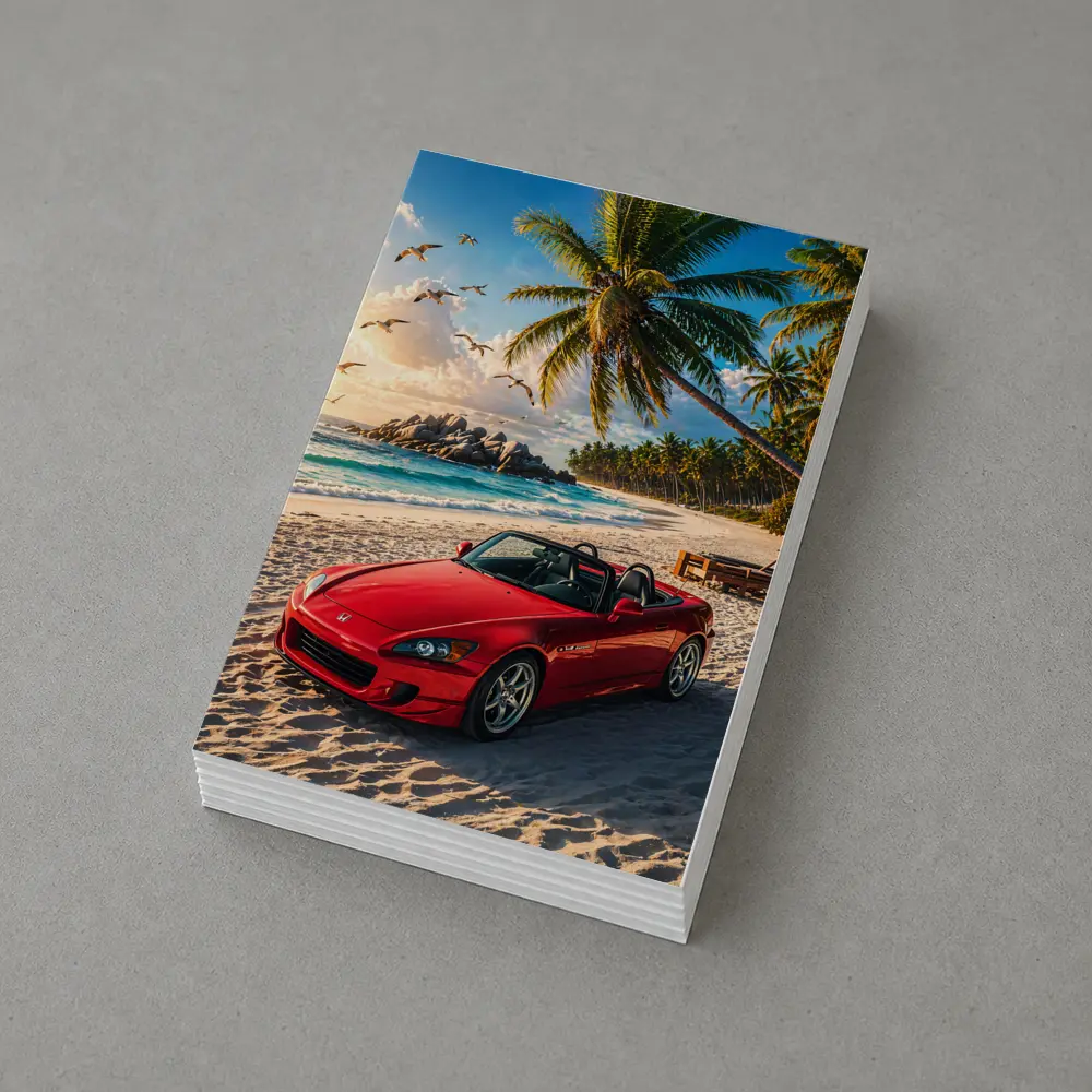 Red Honda S2000 Parked on Tropical Beach – Postcards