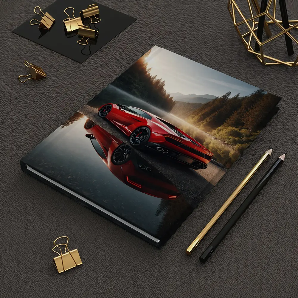 Red Lamborghini Huracan Forest Lake Reflection – Notebooks