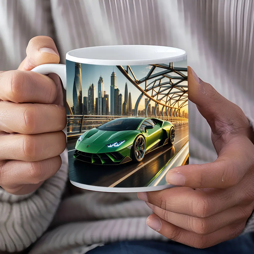Lamborghini Huracan Green City Bridge Drive – Mugs
