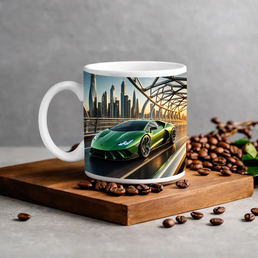 Lamborghini Huracan Green City Bridge Drive – Mugs