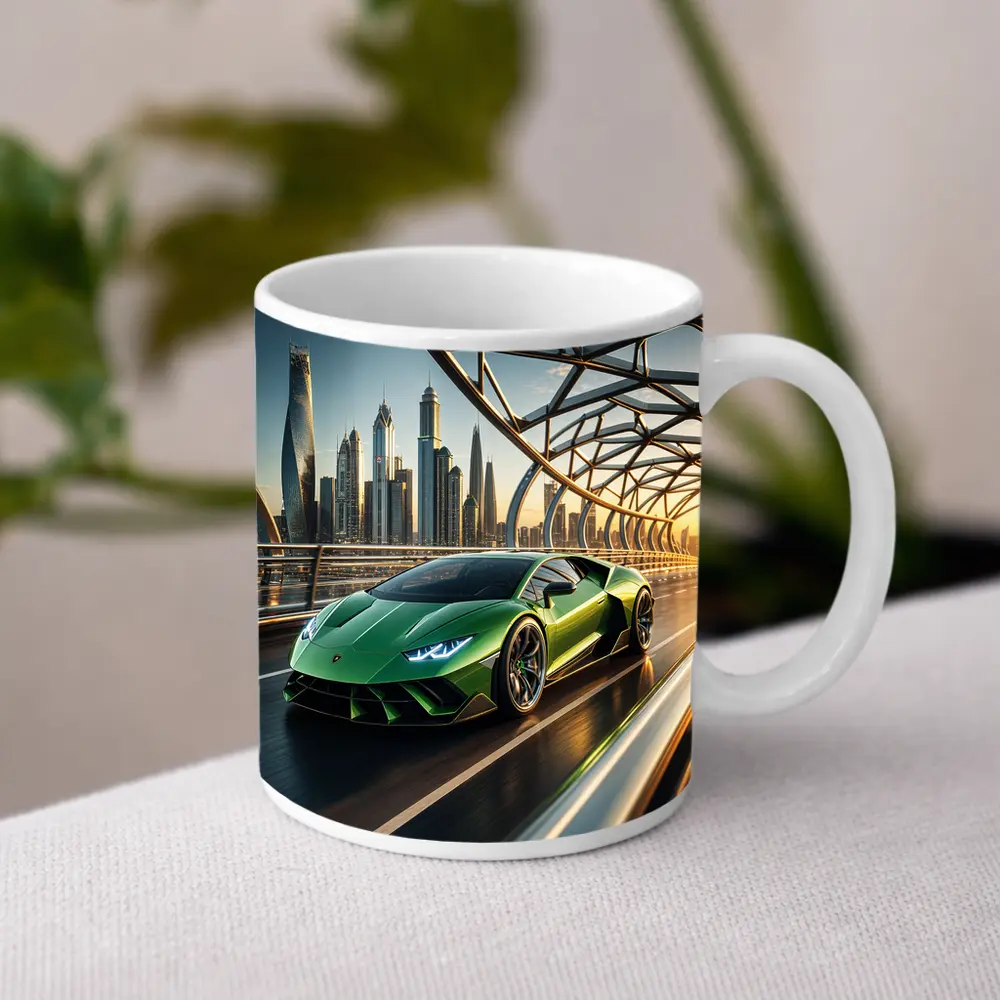 Lamborghini Huracan Green City Bridge Drive – Mugs