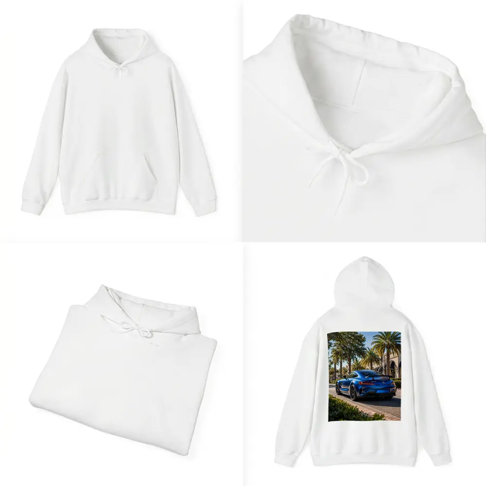 Mercedes AMG GT Blue Palm Tree Street – Hoodies
