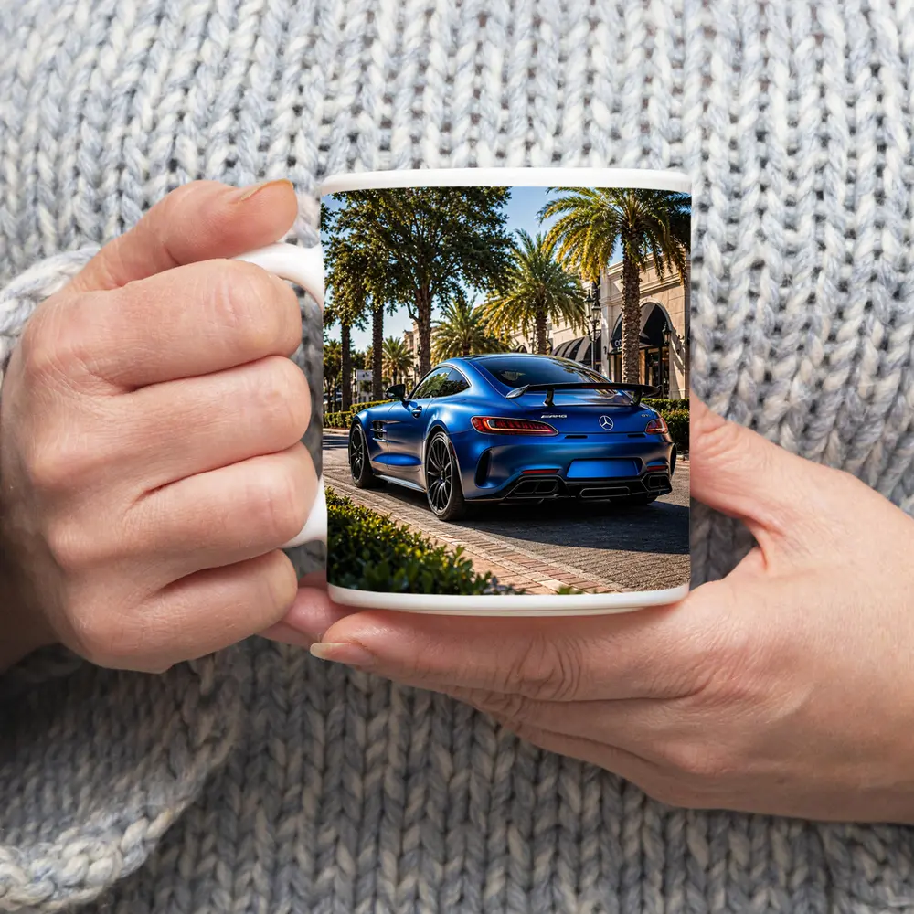 Mercedes AMG GT Blue Palm Tree Street – Mugs