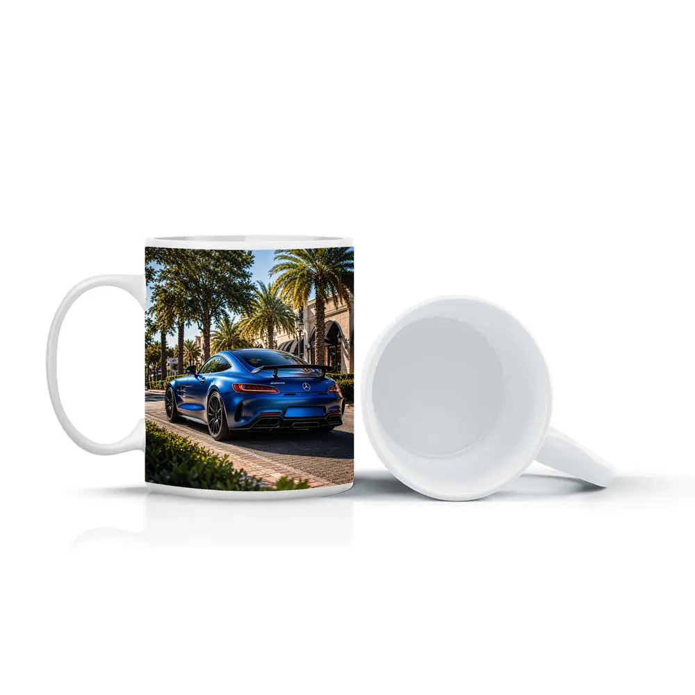 Mercedes AMG GT Blue Palm Tree Street – Mugs