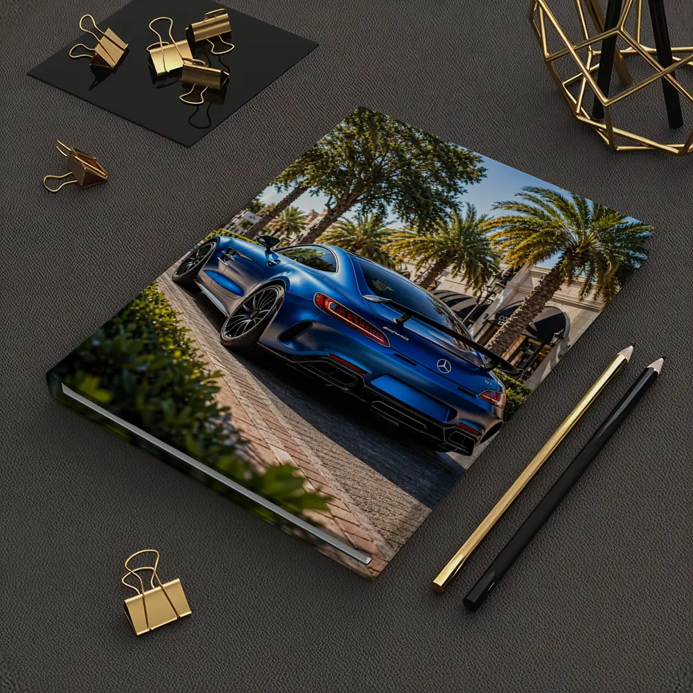 Mercedes AMG GT Blue Palm Tree Street – Notebooks
