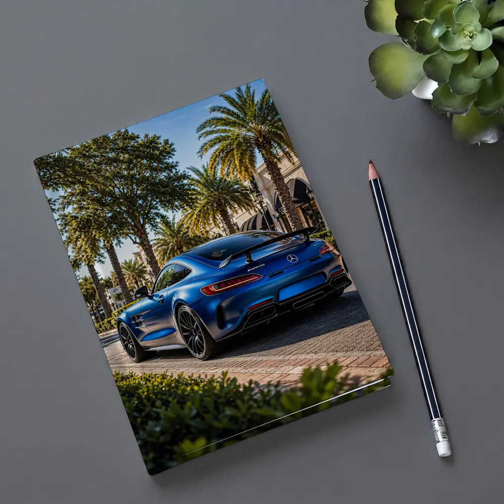 Mercedes AMG GT Blue Palm Tree Street – Notebooks