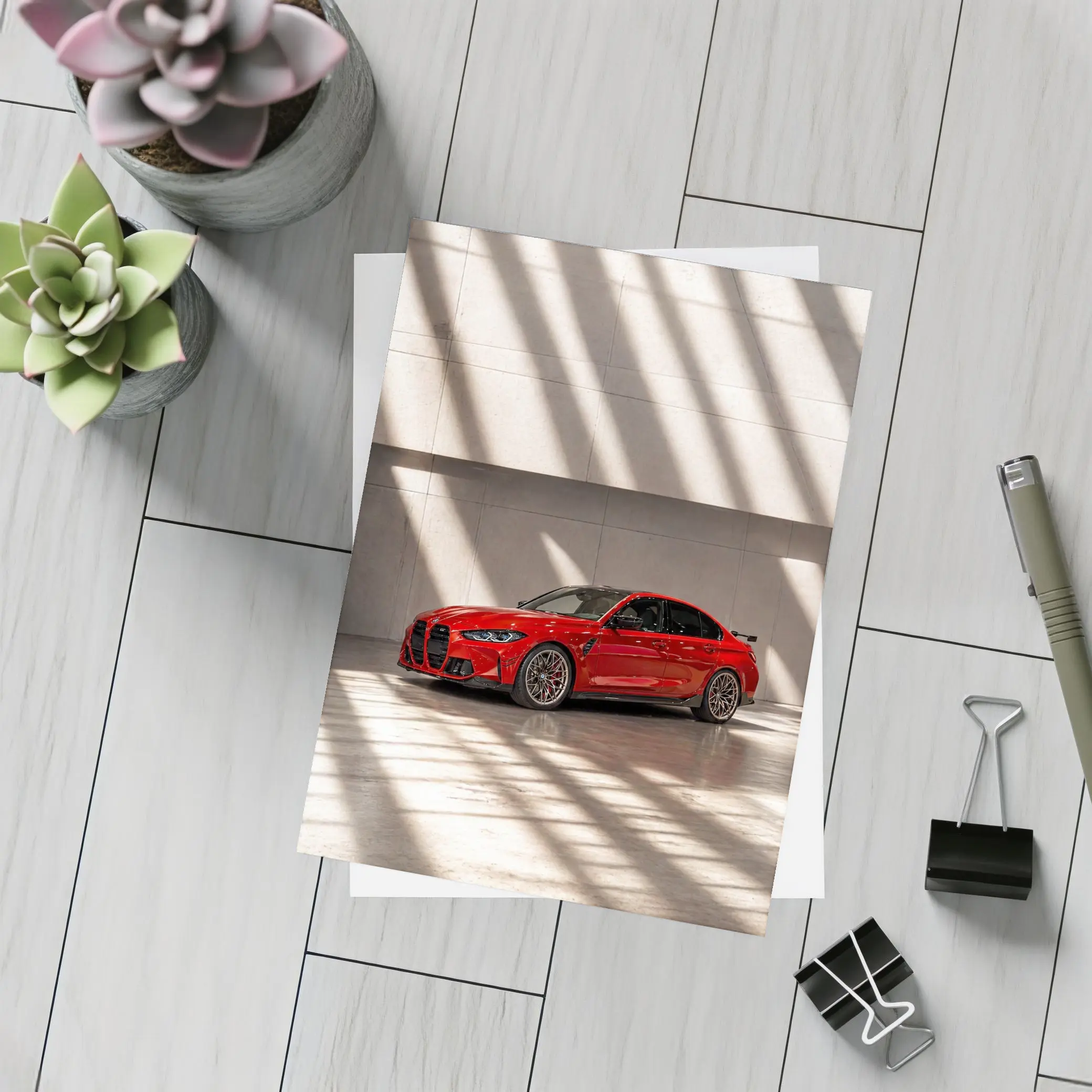 BMW M3 Red Sedan Indoor Shadow Light – Postcards