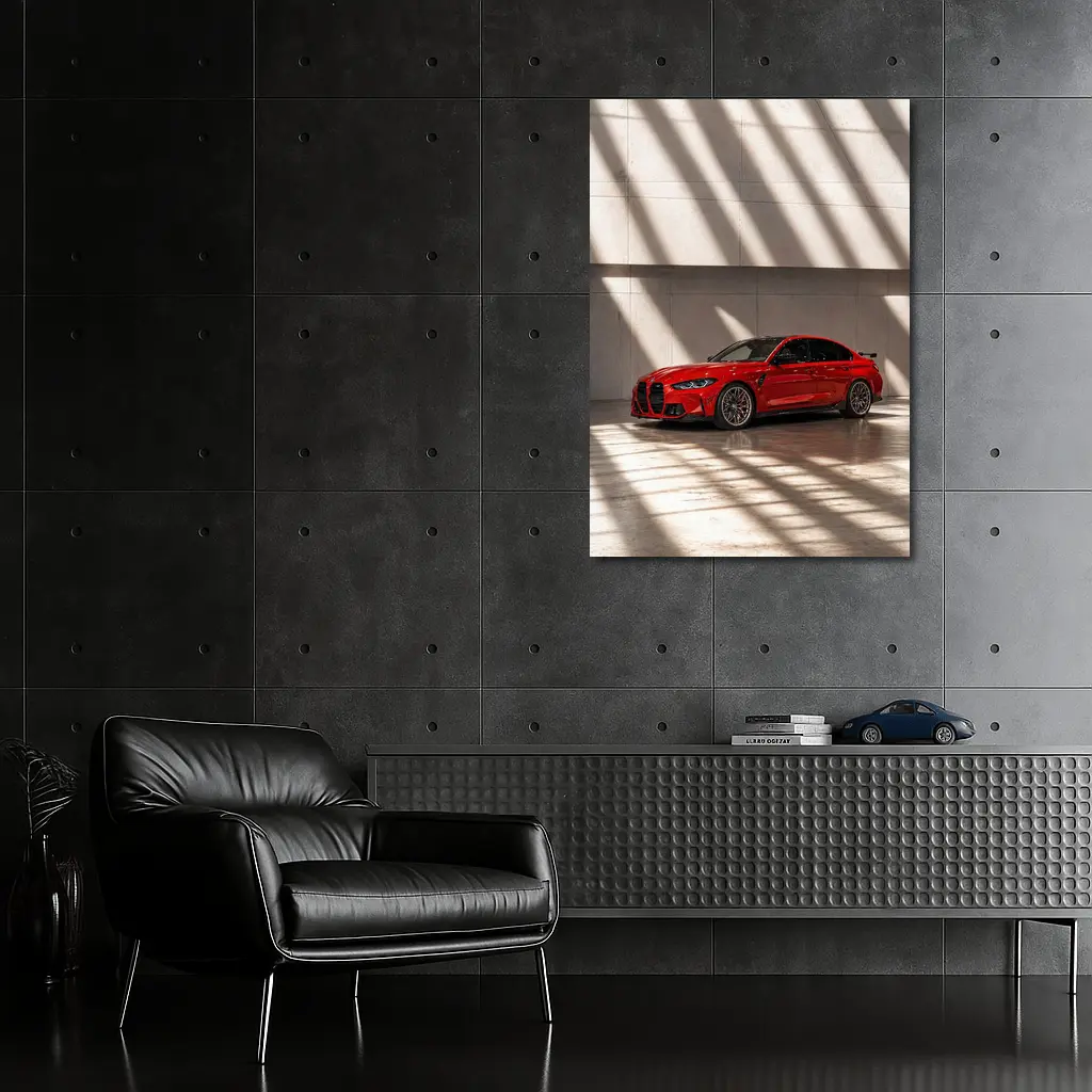 BMW M3 Red Sedan Indoor Shadow Light – Wall Art