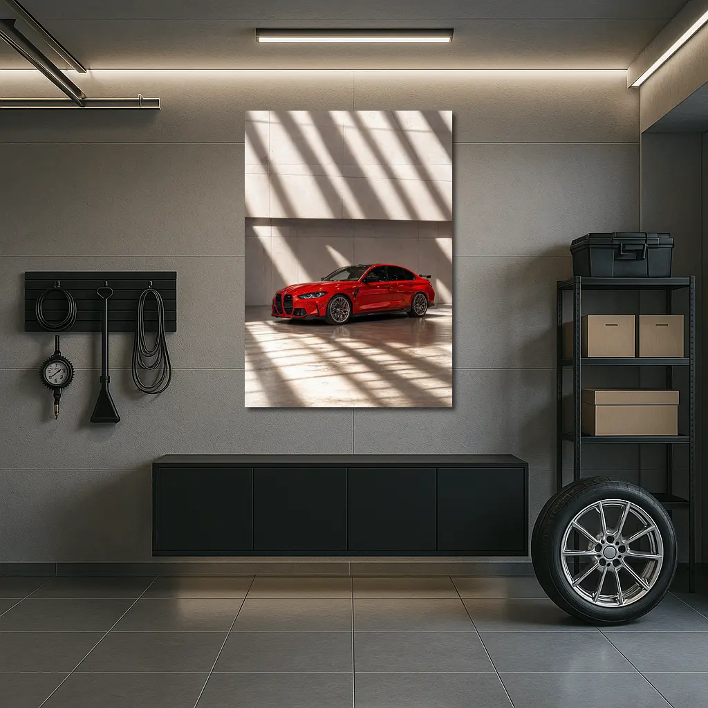 BMW M3 Red Sedan Indoor Shadow Light – Wall Art