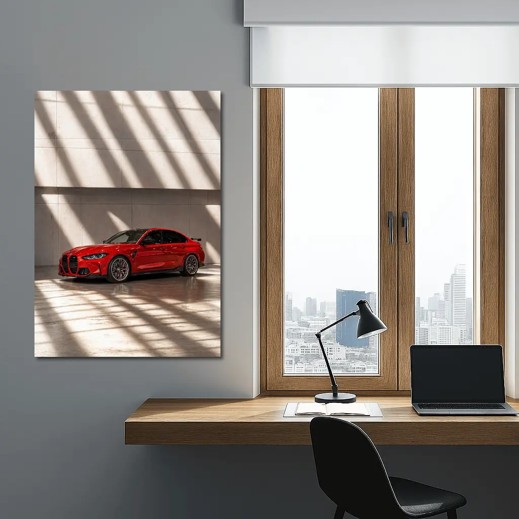 BMW M3 Red Sedan Indoor Shadow Light – Wall Art