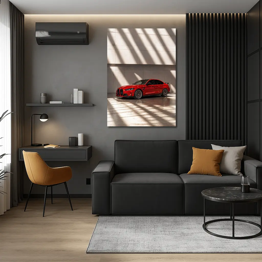 BMW M3 Red Sedan Indoor Shadow Light – Wall Art