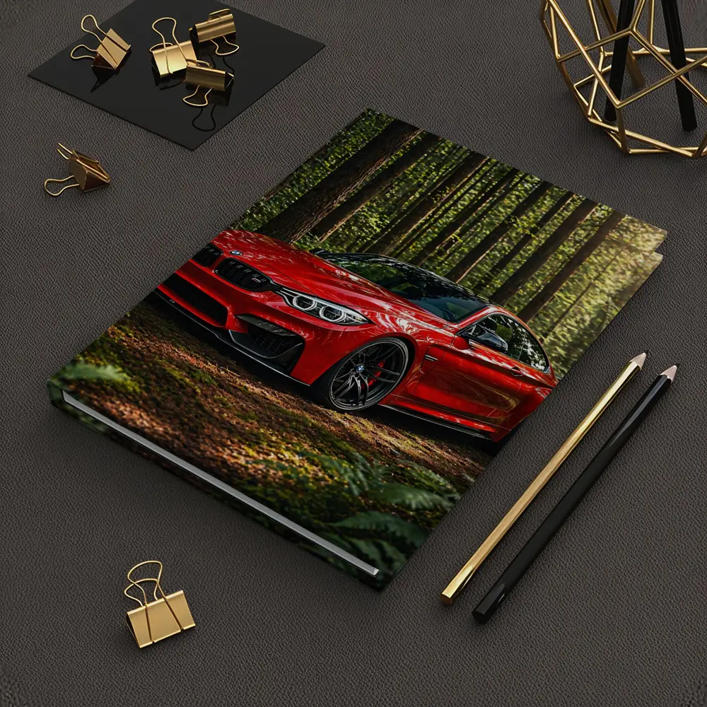 Red BMW M4 Parked In Forest – Notebooks