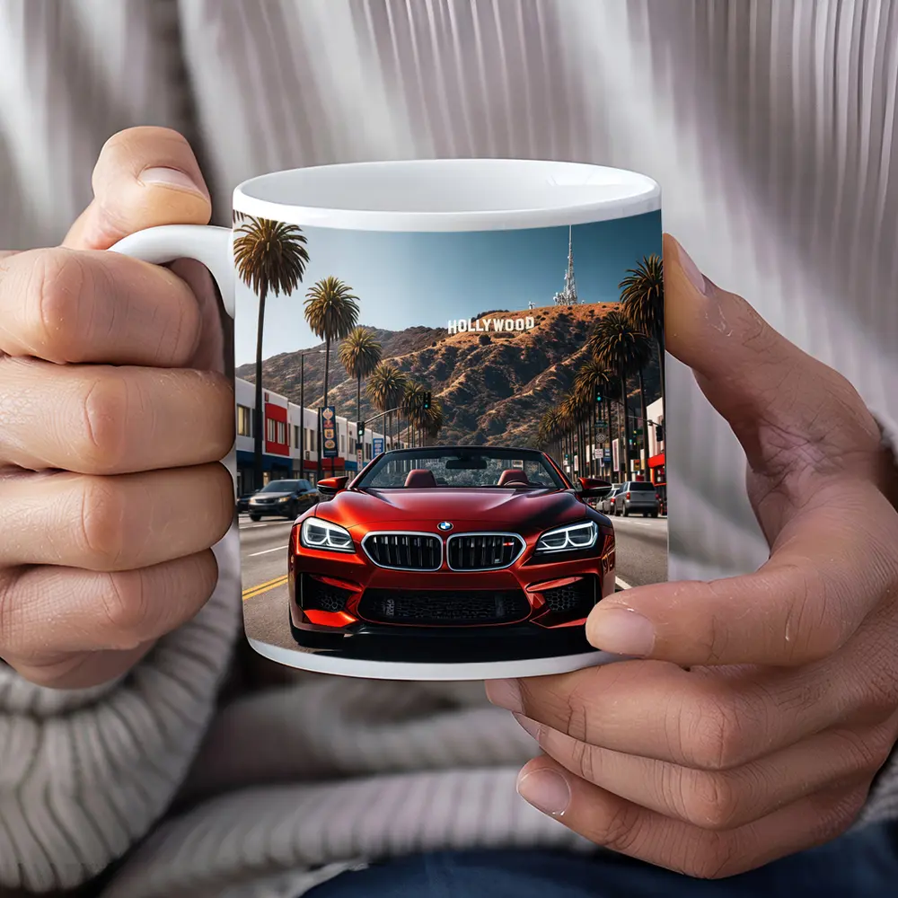 Red BMW M6 Hollywood Sign Los Angeles – Mugs