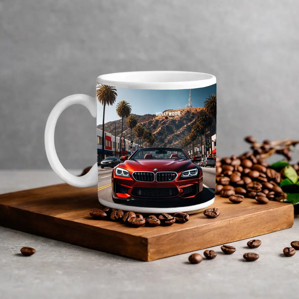 Red BMW M6 Hollywood Sign Los Angeles – Mugs
